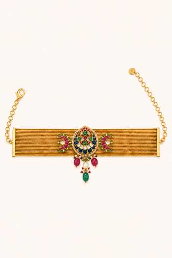 Buy_Tad Accessories_Gold Plated Stone Studded And Imitation Polki Necklace Set _Online_at_Aza_Fashions