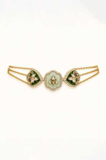 Buy_Tad Accessories_Gold Plated Floral Motifs Necklace Set _Online_at_Aza_Fashions