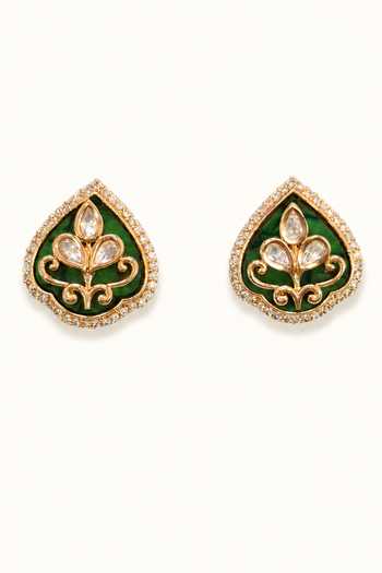 Shop_Tad Accessories_Gold Plated Floral Motifs Necklace Set _Online_at_Aza_Fashions