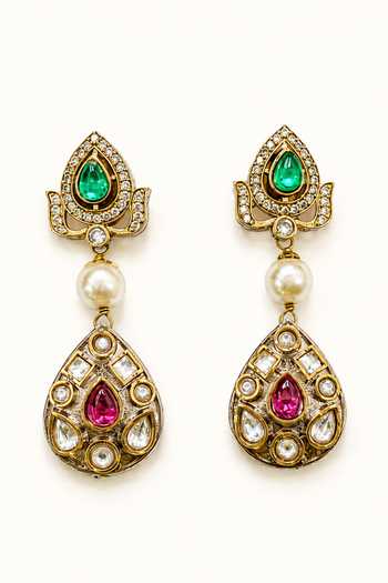 Buy_Tad Accessories_Multi Color Imitation Polki Pendant Necklace Set _Online_at_Aza_Fashions