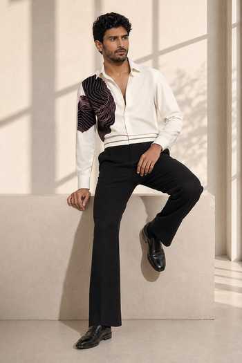 Shop_ROHIT DOSHI_White Polyester Fake Tracie Shirt _at_Aza_Fashions