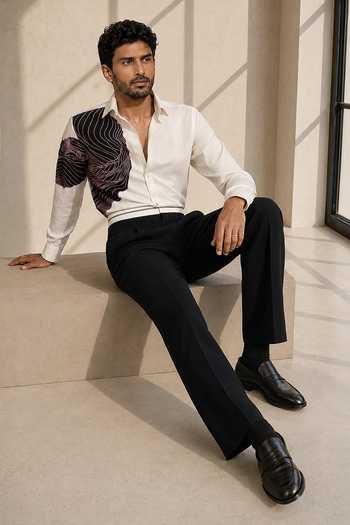 Buy_ROHIT DOSHI_White Polyester Fake Tracie Shirt _Online_at_Aza_Fashions