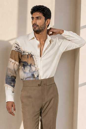 Buy_ROHIT DOSHI_White Polyester Visual Poetry Shirt _at_Aza_Fashions