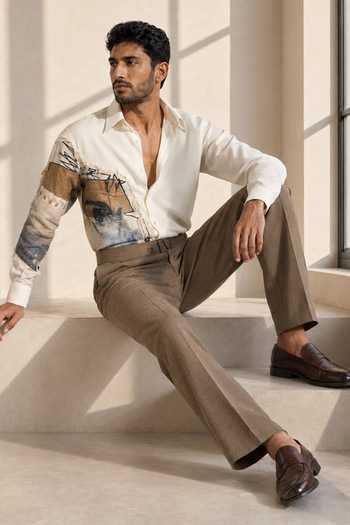 ROHIT DOSHI_White Polyester Visual Poetry Shirt _Online_at_Aza_Fashions
