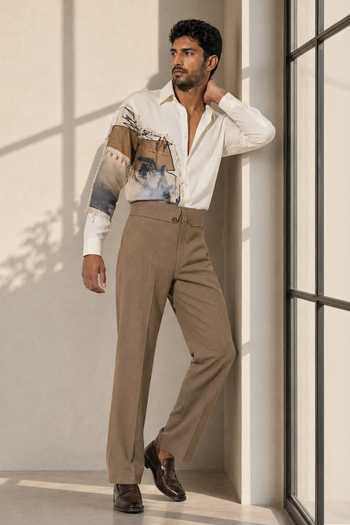 Buy_ROHIT DOSHI_White Polyester Visual Poetry Shirt _Online_at_Aza_Fashions