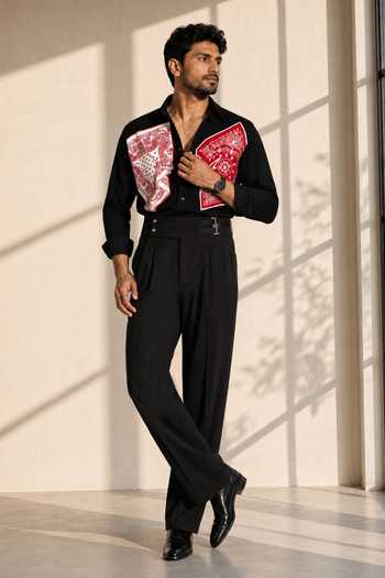 Buy_ROHIT DOSHI_Black Polyester Bandra Boy Shirt _Online_at_Aza_Fashions