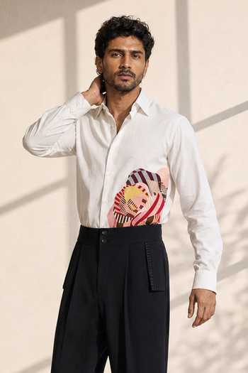 Buy_ROHIT DOSHI_White Cotton One Of A Kind Shirt _at_Aza_Fashions