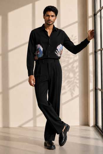 Shop_ROHIT DOSHI_Black Polyester Copy Paste Patch Shirt _at_Aza_Fashions