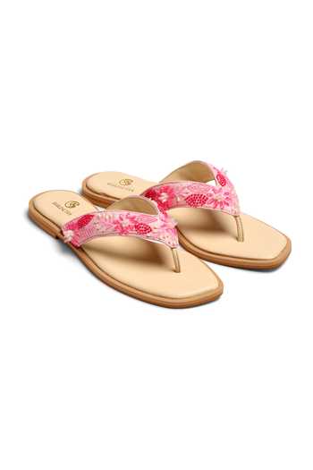 Buy_Shilpsutra_Pink Rose Bloom Embroidered Sandals _Online_at_Aza_Fashions