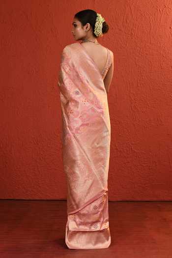 Shop_Vishwa By Pinki Sinha_Pink Silk Meenakari Jaal Handwoven Saree With Running Blouse _at_Aza_Fashions