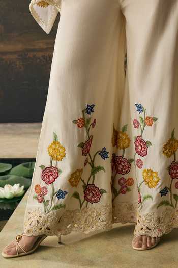 Chandrima_Ivory Chanderi Floral Bloom Sharara _Online_at_Aza_Fashions