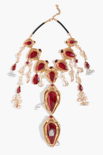 Shop_Outhouse_Gold Plated Crimson Halo Lariat Necklace _at_Aza_Fashions