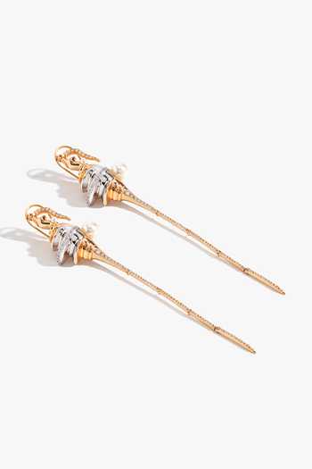 Buy_Outhouse_Gold Plated Seanymph Crestfall Earrings _Online_at_Aza_Fashions