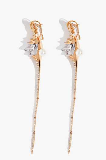 Outhouse_Gold Plated Seanymph Crestfall Earrings _Online_at_Aza_Fashions
