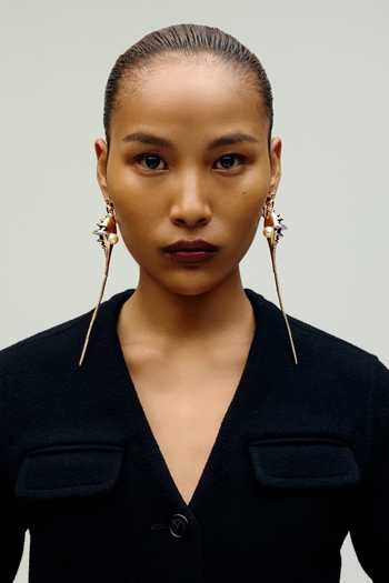 Outhouse_Gold Plated Seanymph Crestfall Earrings _at_Aza_Fashions