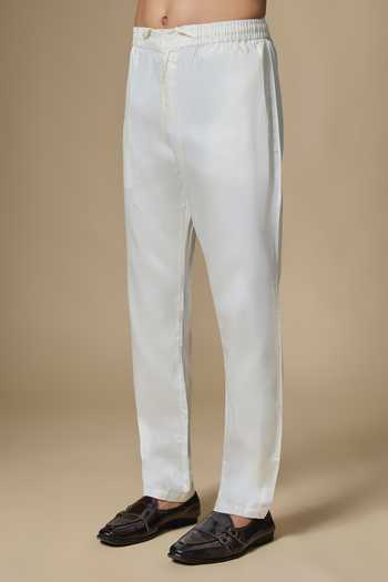 SPRING BREAK_Ivory Silk, Dupion, Cotton, Satin Embroidered Bandhagal Set _Online_at_Aza_Fashions