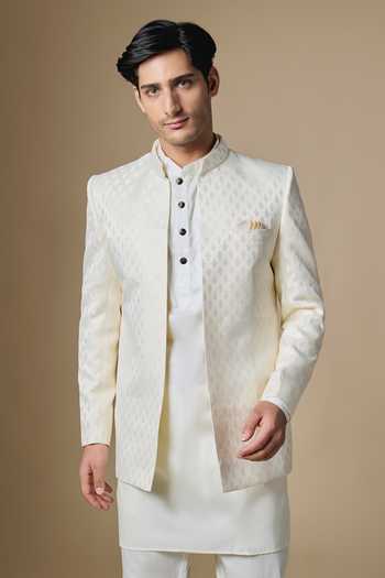 Buy_SPRING BREAK_Ivory Silk, Dupion, Cotton, Satin Embroidered Bandhagal Set _Online_at_Aza_Fashions