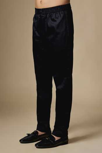 SPRING BREAK_Black Silk, Dupion, Cotton Satin Geometric Embroidered Nehru Jacket And Kurta Set _Online_at_Aza_Fashions