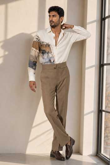 Shop_ROHIT DOSHI_White Polyester Visual Poetry Shirt _at_Aza_Fashions
