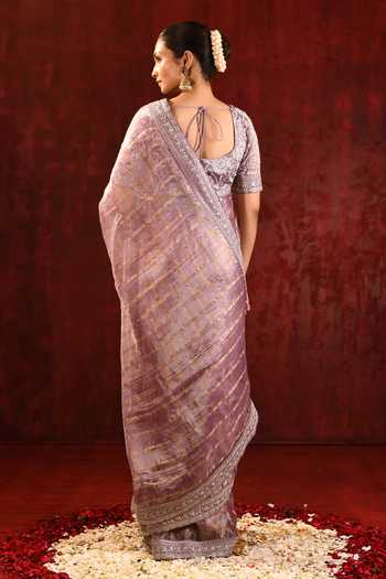 singhanias_Gold Tissue Saree With Running Blouse Fabric _Online_at_Aza_Fashions