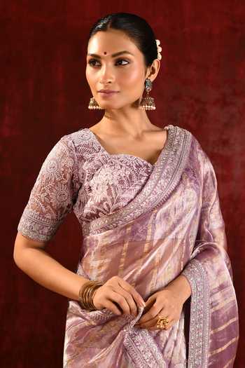 Buy_singhanias_Gold Tissue Saree With Running Blouse Fabric 