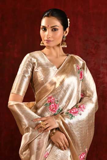 Buy_singhanias_Pink Tissue Saree With Running Blouse Fabric 