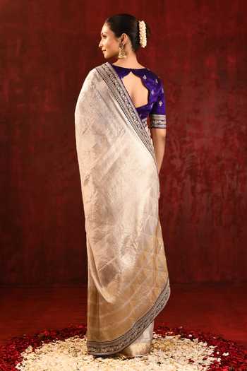 singhanias_Gold Tissue Saree With Running Blouse Fabric _Online_at_Aza_Fashions