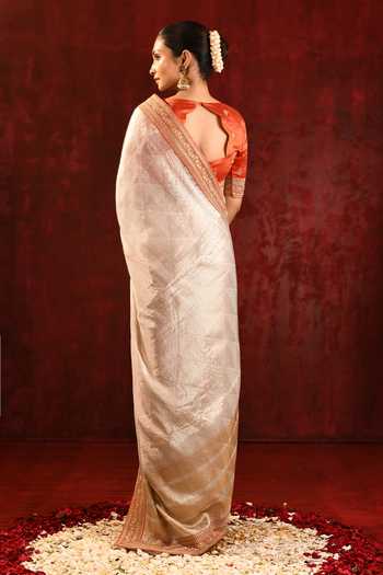 singhanias_Gold Tissue Saree With Running Blouse Fabric _Online_at_Aza_Fashions