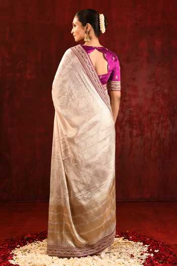 singhanias_Gold Tissue Saree With Running Blouse Fabric _Online_at_Aza_Fashions