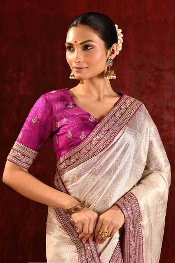 Buy_singhanias_Gold Tissue Saree With Running Blouse Fabric 