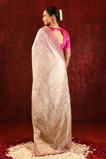 singhanias_Gold Tissue Saree With Running Blouse Fabric _Online_at_Aza_Fashions