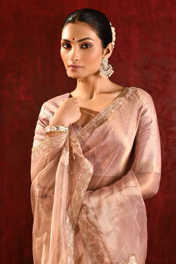 Buy_singhanias_Gold Tissue Saree With Running Blouse Fabric 
