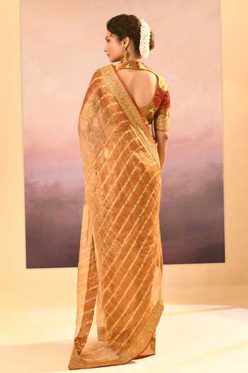 singhanias_Gold Tissue Saree With Running Blouse Fabric _Online_at_Aza_Fashions