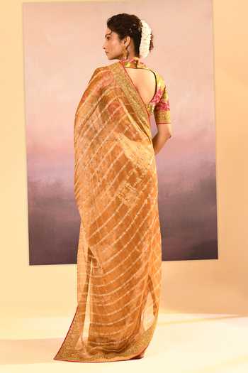 singhanias_Gold Tissue Saree With Running Blouse Fabric _Online_at_Aza_Fashions
