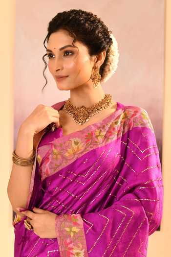 singhanias_Fuchsia Silk Raw Saree With Running Blouse Fabric _at_Aza_Fashions