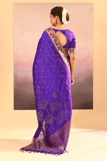 singhanias_Purple Silk Raw Saree With Running Blouse Fabric _Online_at_Aza_Fashions