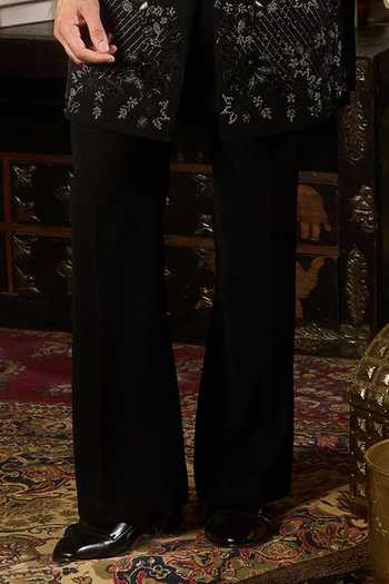 Contrast By Parth_Black Lycra Phantom Embroidered Sherwani Set _Online_at_Aza_Fashions