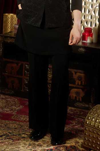 Contrast By Parth_Black Lycra, Suiting Void Embroidered Nehru Jacket Set _Online_at_Aza_Fashions