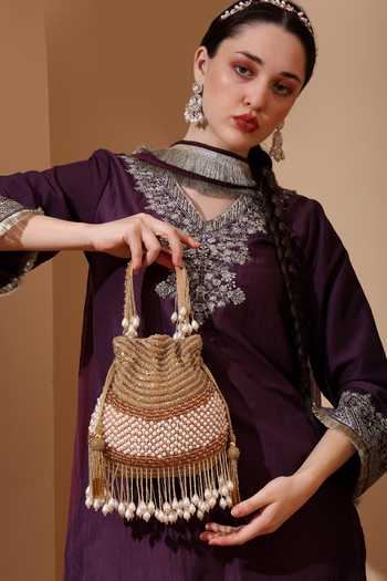 Shop_House Of Webhin_Gold Embroidery, Beads, Pearls, Tassels Ranya Potli _Online_at_Aza_Fashions