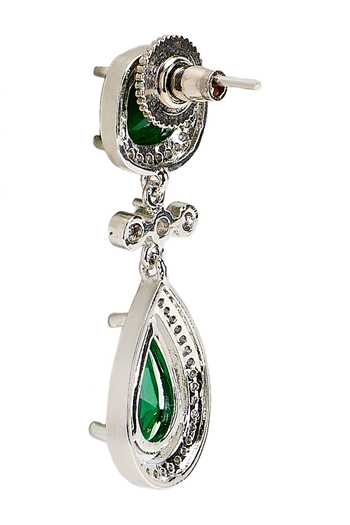 Shop_Nazaakat By Samara Singh_Emerald Green Stone Studded Necklace Set _Online_at_Aza_Fashions