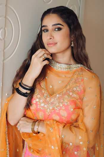 Shop_Gopi Vaid_Pink Silk, Cotton, Net V-neck, Yes Dwisha Printed Halter Tunic Sharara Set _Online_at_Aza_Fashions