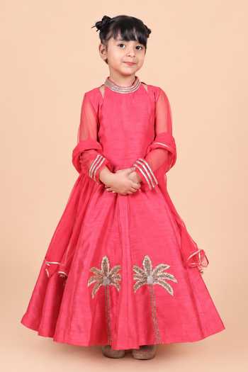 Buy_Turqidz By Shweta Aggarwal_Red Silk, Dupion Embroidered Anarkali With Dupatta _at_Aza_Fashions