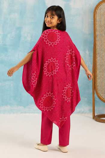 Shop_Twenty Nine_Pink Bandhani Kaftan And Pant Set _at_Aza_Fashions