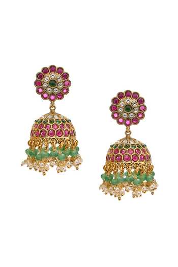 Nazaakat By Samara Singh_Gold Plated Stone Studded Pendant Necklace Set _Online