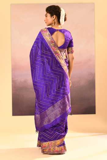 singhanias_Purple Silk Raw Saree With Running Blouse Fabric _Online_at_Aza_Fashions