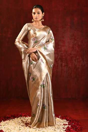 Buy_singhanias_Gold Tissue Saree With Running Blouse Fabric 