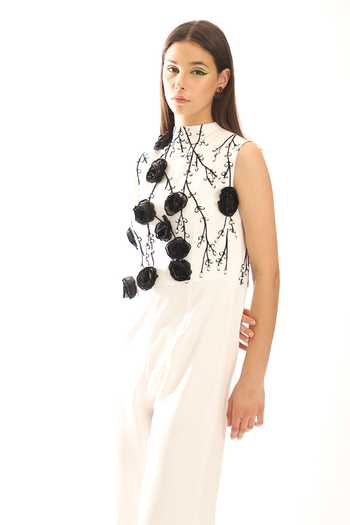 Shop_Parneet Gujral_White Crepe High Neck Placement Embroidered Jumpsuit _Online_at_Aza_Fashions