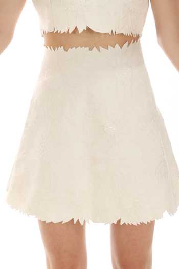 Shop_Parneet Gujral_Ivory Crepe Floral Embroidered Skirt _Online_at_Aza_Fashions