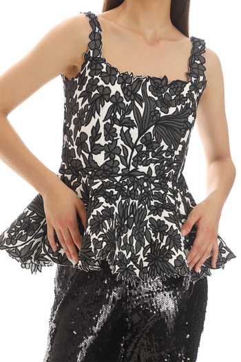 Buy_Parneet Gujral_Black Crepe Square Neck Floral Embroidered Top _Online_at_Aza_Fashions
