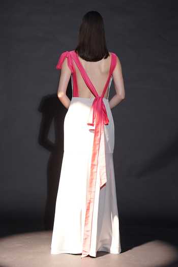 Shop_Parneet Gujral_Pink Crepe Embroidery Floral Gown _at_Aza_Fashions